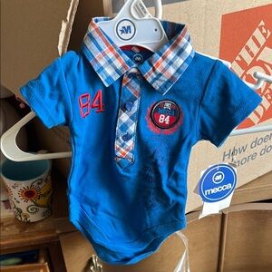 Mecca Vibrant Blue Baby Bodysuit with Plaid Accents